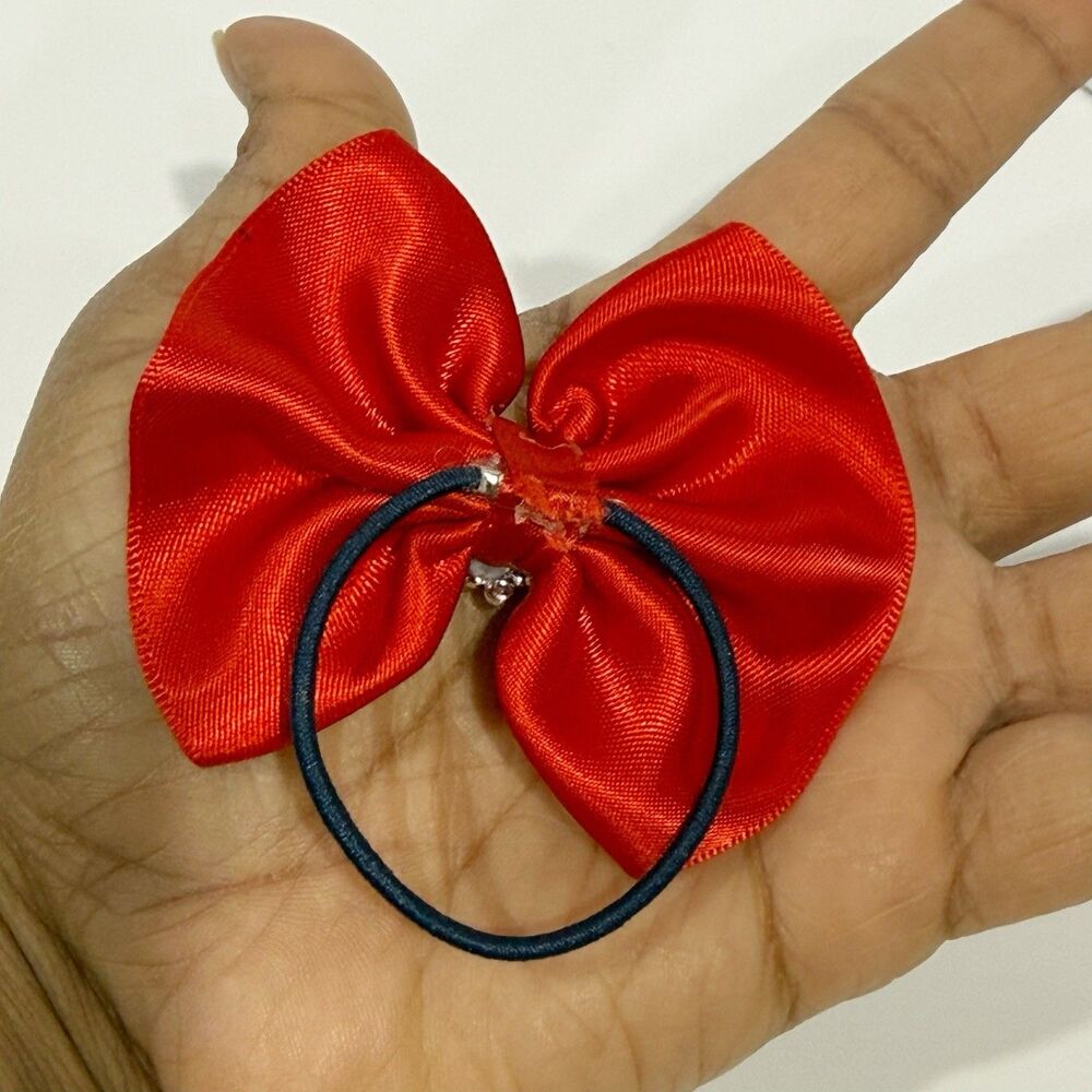 Hair Bow Set 2 Ponytail For Girls Red 2.5x3 Inch New - Picture 8 of 9